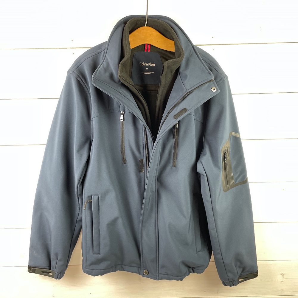 Calvin Klein Mens Dark Blue Jacket, Lined Coat